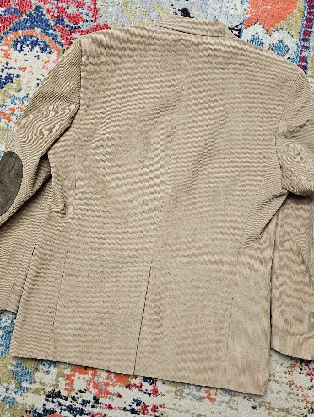 Chaps Sport Coat Mens Size 42R Corduroy Blazer Elbow Patches Khaki Tan - Picture 8 of 16